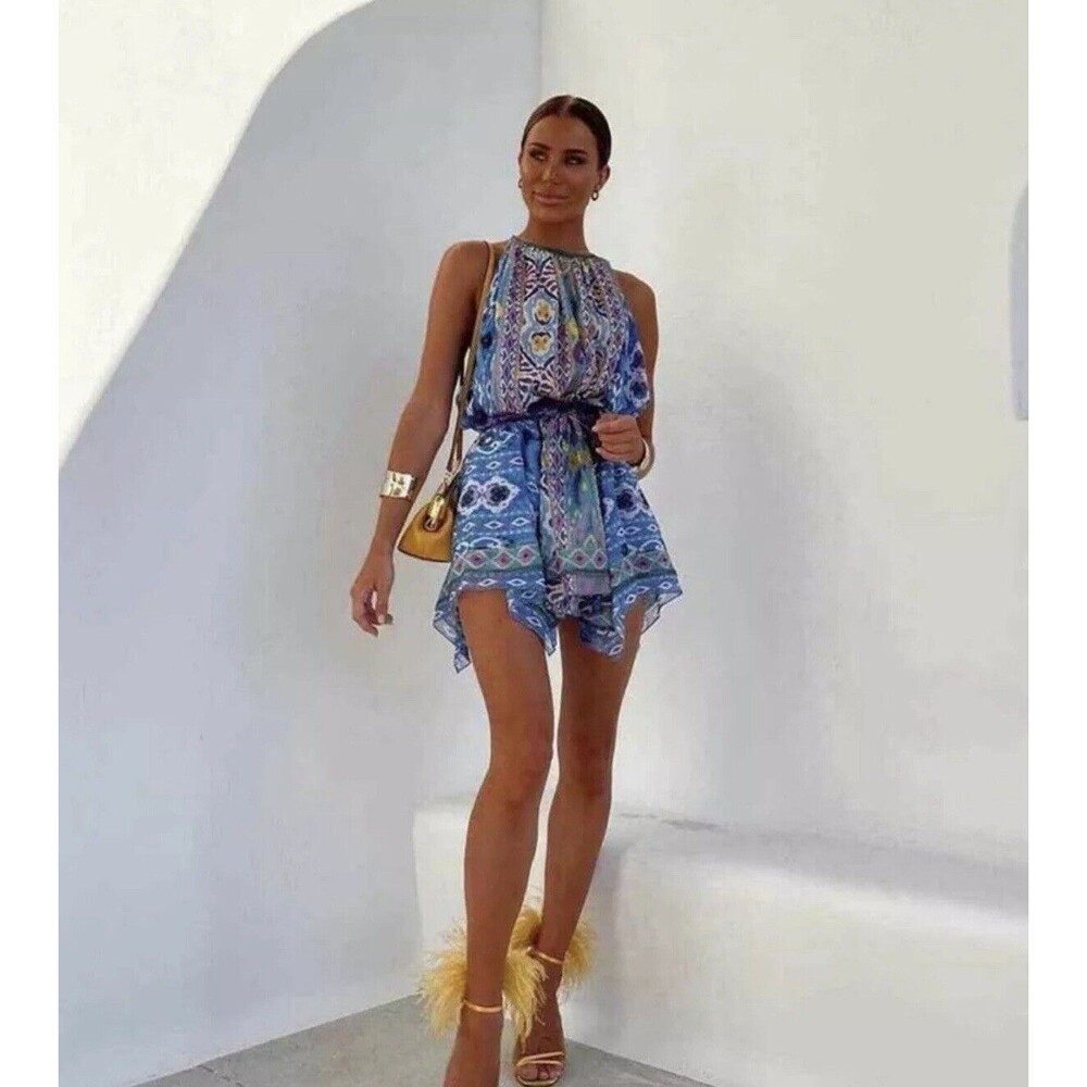 Zara Blue Patterned Skirt Set